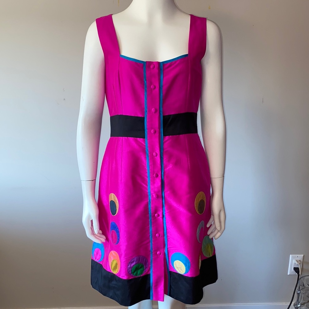 Tangerine Jill 100% Silk Polka Dot Dress